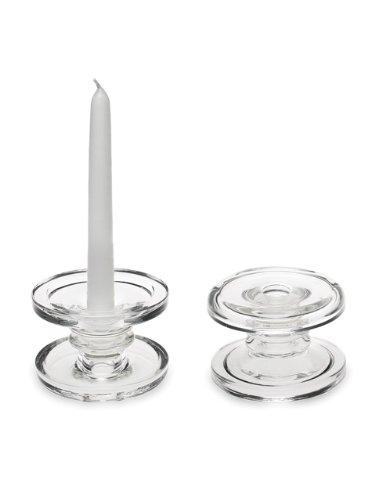Clear Glass Reversible Pillar and Taper Candle Holder