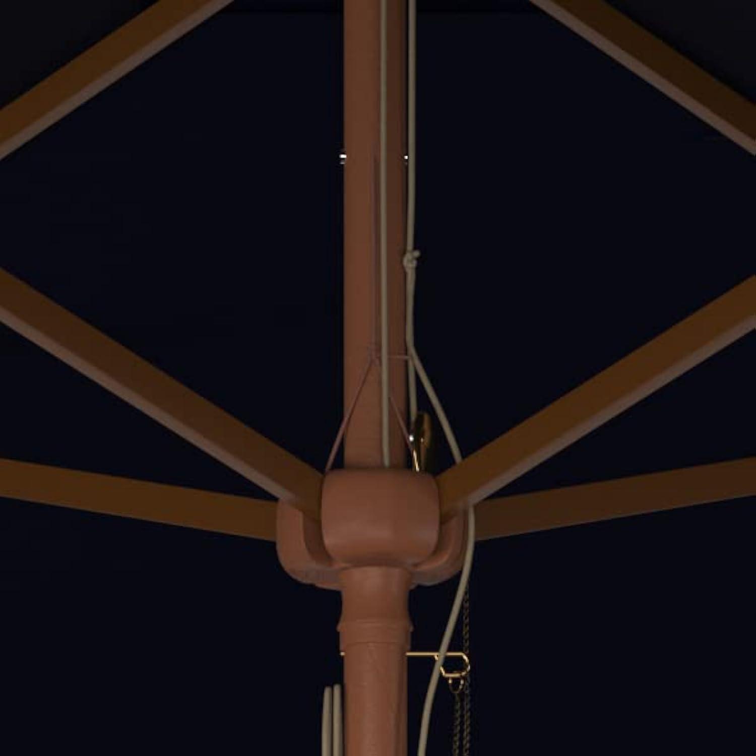 Velop 7.5 Ft Square Wooden Pulley Market Umbrella - PAT8409 - Navy - Safavieh