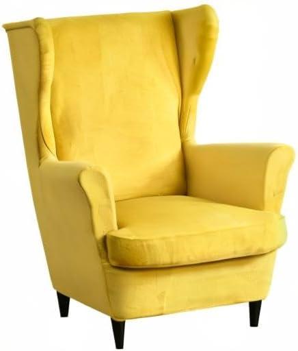 Yellow Velvet Stretch Wingback Chair Slipcover