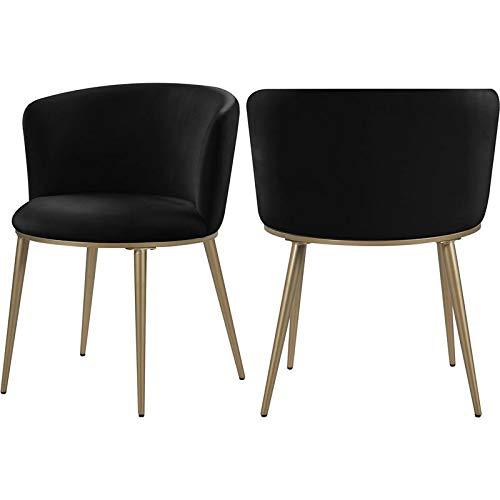 Skylar Black Velvet Upholstered Dining Chair Set with Gold Legs