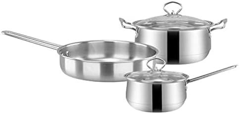 CIYISON 3Pcs Stainless Steel Pot Frying Pans Set Pressure Cooker Braised Cooking Milk