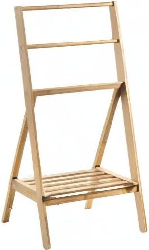 Freestanding Bamboo Folding Towel Stand with Shelf