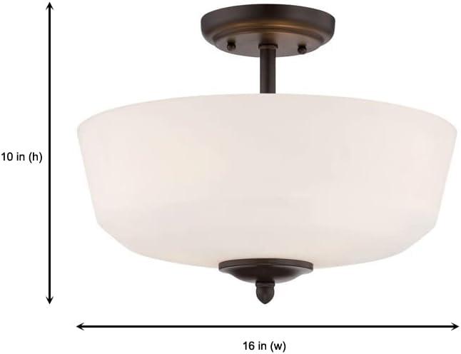 Darcy 16" Brushed Nickel and Opal Glass Semi-Flushmount Light