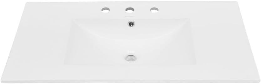 JONATHAN Y Ancillary 3-Hole Classic Contemporary Rectangular Ceramic Single Sink Basin Vanity Top