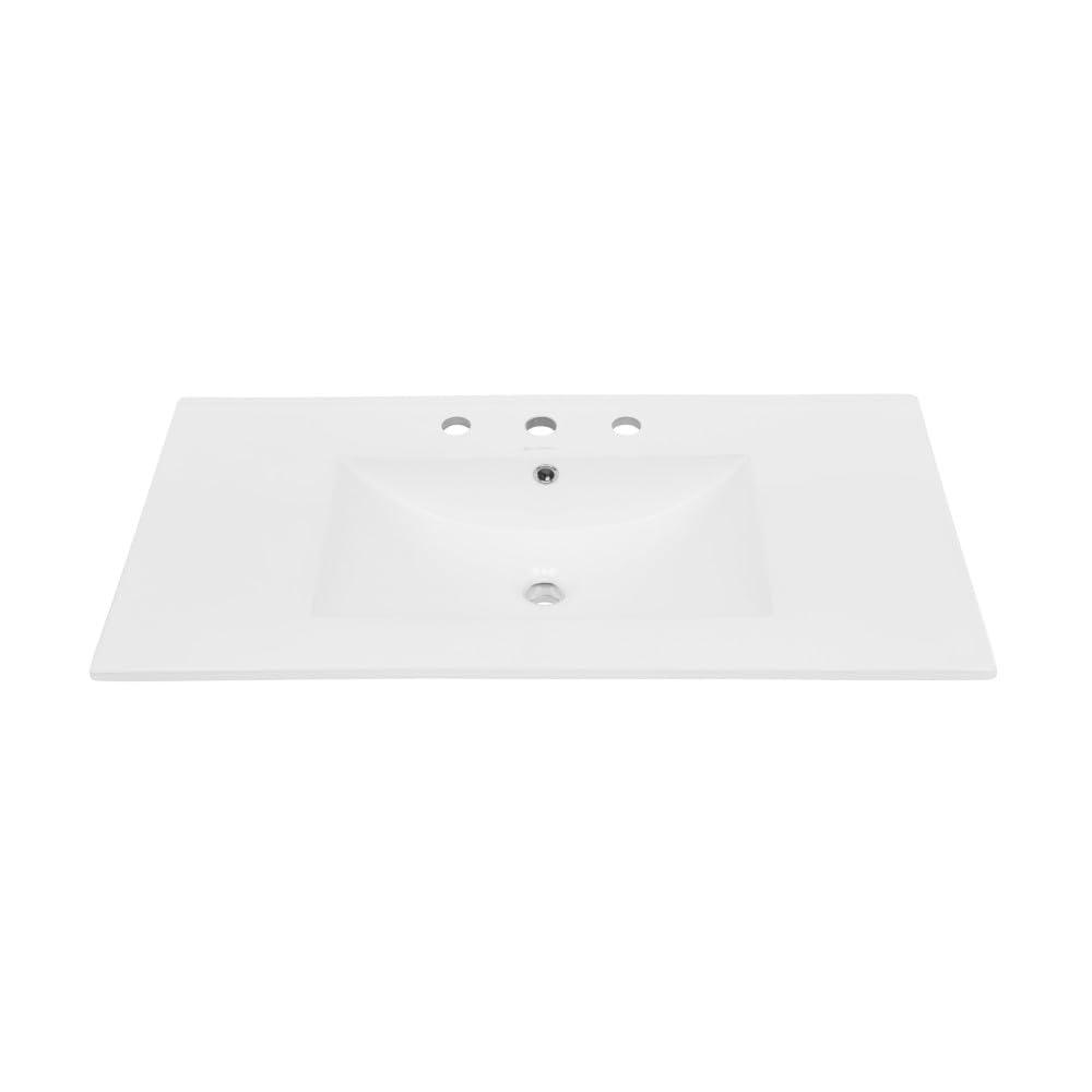 Swiss Madison 36" Zero Hole Vanity Sink Top In Glossy White