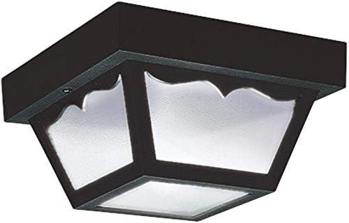 Black LED Outdoor Flush Mount Light with Clear Glass Shade