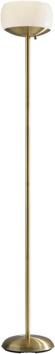 Jessica 300W Torchiere Antique Brass - Adesso: ETL Listed, Dimmable Glass Shade, Metal Body, No Tools Assembly