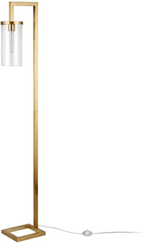 Evelyn&Zoe Modern Metal Floor Lamp with Seeded Glass Shade