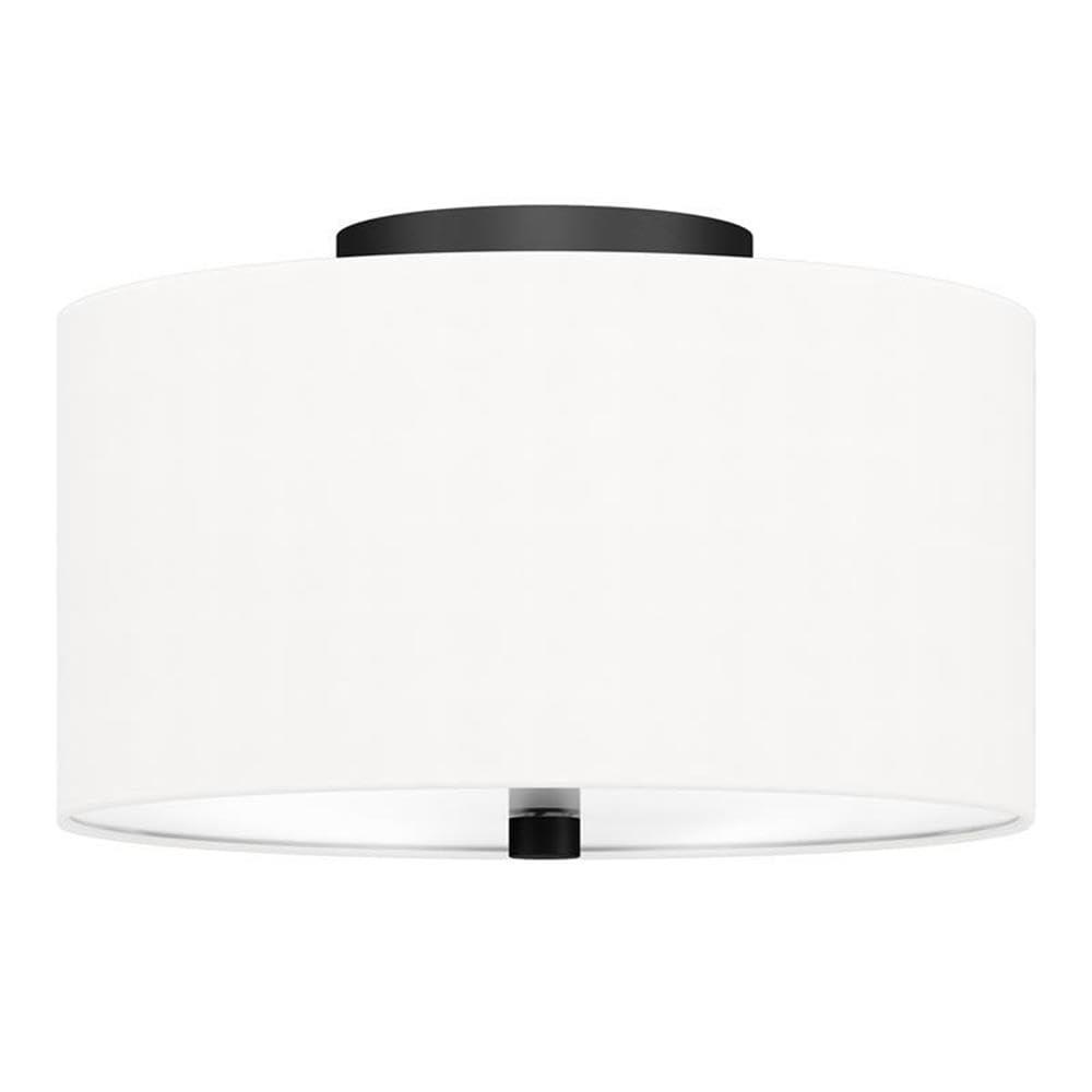Evelyn&Zoe Ellis 12" Flush Mount with Fabric Shade in Brass/White