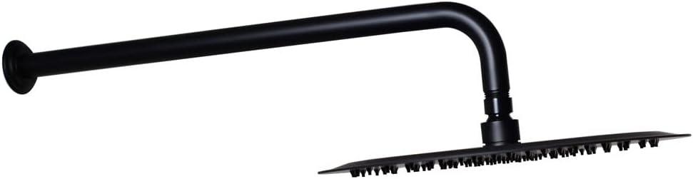 Westbrass COSHR1203-62 12" Round Thin Rainfall Shower Head with 1/2" IPS x 19" IPS Wall Mount 90-Degree Arm and Flange