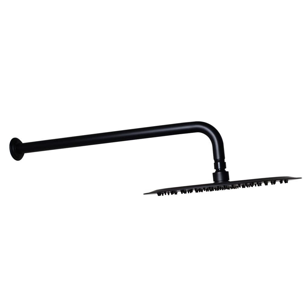 Westbrass COSHR1203-62 12" Round Thin Rainfall Shower Head with 1/2" IPS x 19" IPS Wall Mount 90-Degree Arm and Flange
