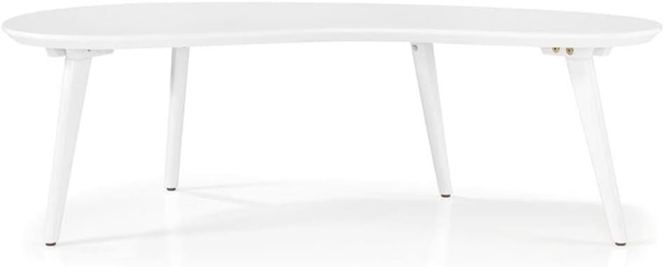 Camaflexi Mid Century Modern Coffee Table Small Tabletop Wood Coffee Desk, White