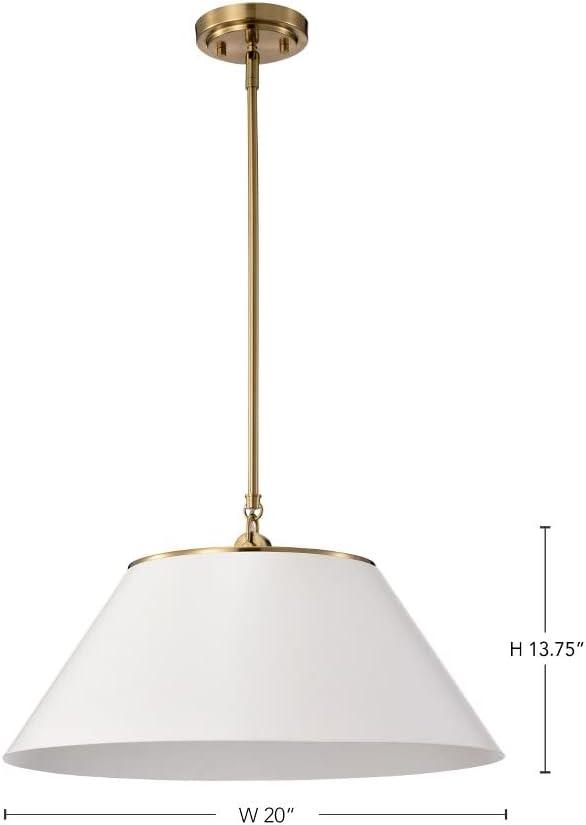 Nuvo Lighting Dover 3 Light Large Pendant White with Vintage Brass
