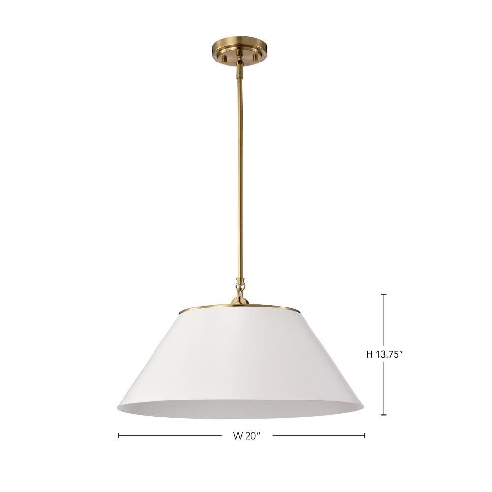 Nuvo Lighting Dover 3 Light Large Pendant White with Vintage Brass