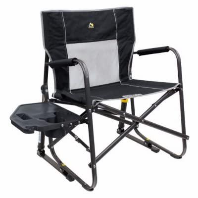GCI Outdoor Freestyle Rocker XL with Side Table Oversized Rocking Camp Chair, Black