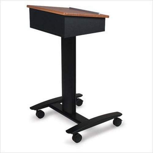 Black and Cherry Powder-Coated Steel Mobile Lectern Cart