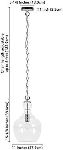 Evelyn&Zoe 11" Brushed Nickel Finish Metal/Glass Pendant