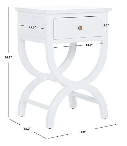 Dalat White Poplar Wood Night Table with Zinc Knob and Storage