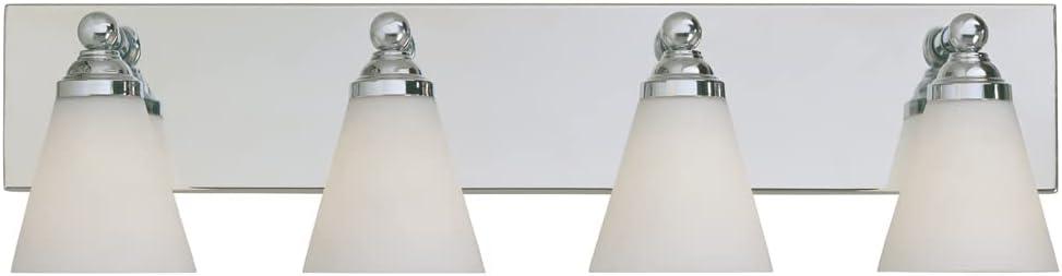 Hudson Elegant Chrome 4-Light Bathroom Wall Fixture with White Opal Glass