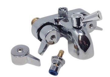 B3100 3 ⅜-Inch Centers Clawfoot Tub Faucet with Ceramic Cartridges & ¼-Turn Ball-Valve Diverter - Diverter Bathcock - Faucet Replacement - Solid-Brass Chrome-Plated - ¾ Male IPS Inlet