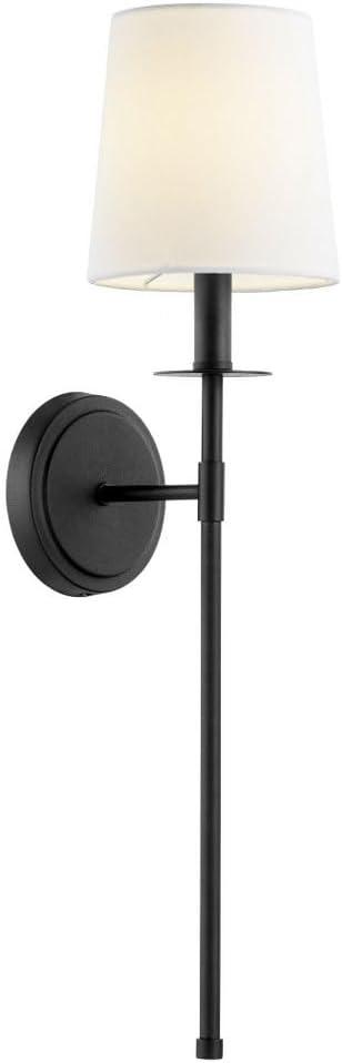 Aged Brass Wall Sconce with White Linen Shade