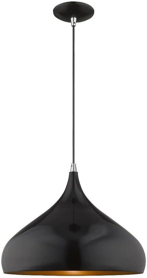 Livex Lighting Metal Shade 1 - Light Chandelier in  Shiny Black
