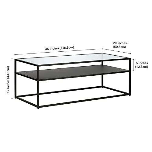 Ada 46'' Rectangular Blackened Bronze Metal & Glass Coffee Table