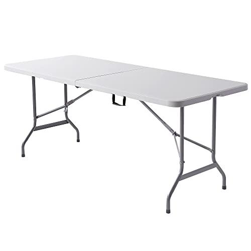 Platinum and Charcoal 6' Folding Table with Steel Legs