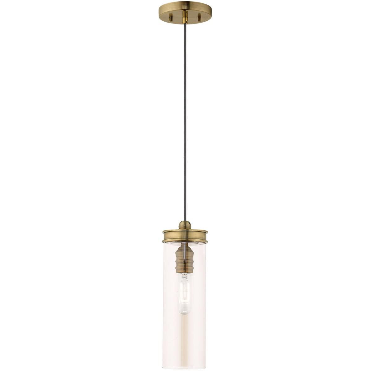 Livex Lighting Art Glass 1 - Light Pendant in Antique Brass