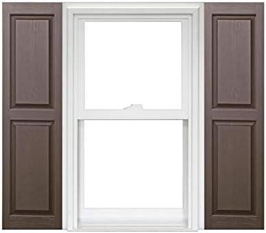 Chocolate Raised Panel Vinyl Shutters 14.5" x 35" Pair