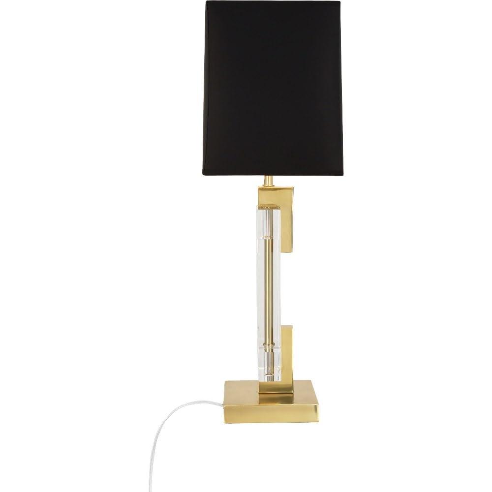 Rectangular Black Parchment Table Lamp with Matte Silver Lining
