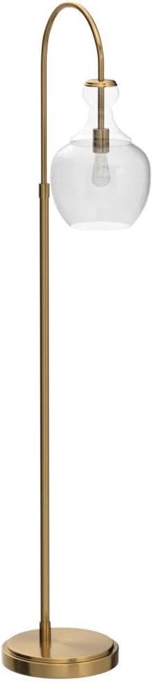 Evelyn&Zoe Verona Arc Floor Lamp with Glass shade in Brass/Seeded