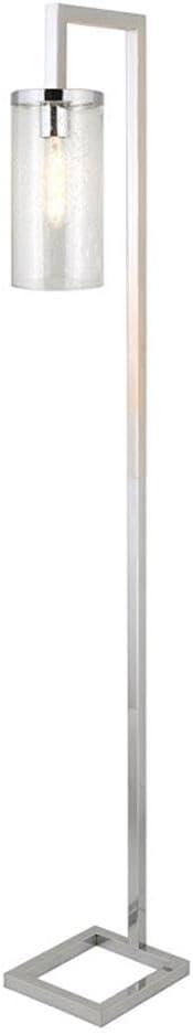 Evelyn&Zoe Modern Metal Floor Lamp with Seeded Glass Shade