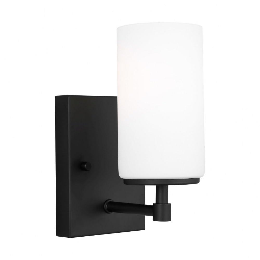 Generation Lighting 1-Light Alturas Contemporary Bath Fixture Wall Lamp Midnight Black 4124601-112 | Bathroom Light Fixture for Home Decor | Wall Sconce Vanity Light Fixture and Bathroom Accessory