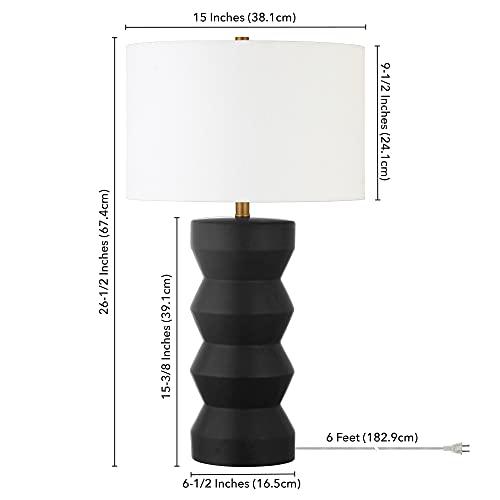 Carlin 26.5" Matte Black Ribbed Ceramic Table Lamp with Voice Control