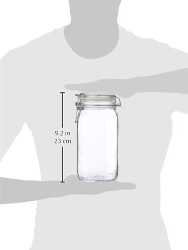 Bormioli Rocco Fido 50.75oz Glass Canning Jar: Clamp Jar, Hand Wash, Clear Glass, 3.4" Neck, 8.75" Height