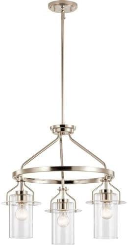 Everett™ 22.5 Inch 3 Light Round Chandelier with Clear Glass in Polished Nickel