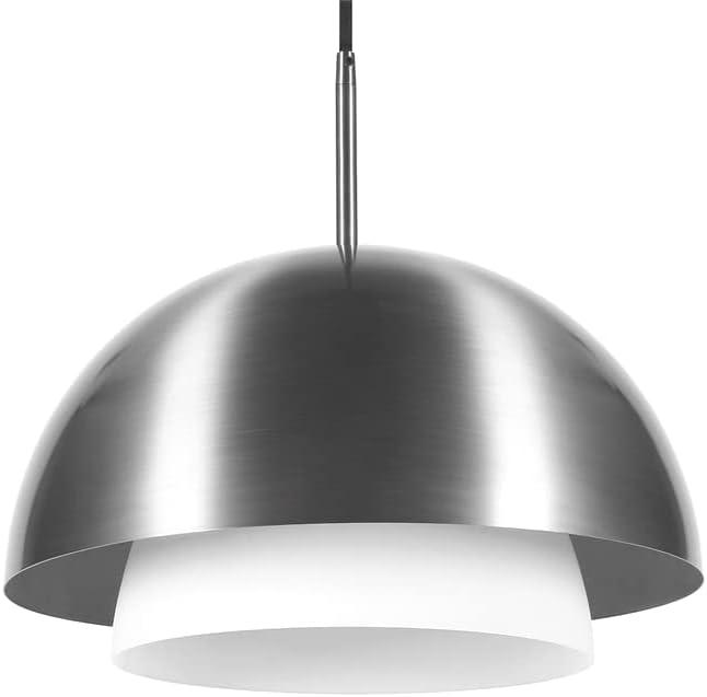 Henn&Hart 15" Brushed Nickel Metal/Glass Pendant