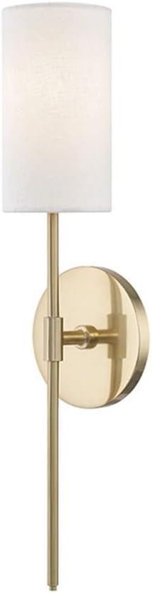 Elegant Aged Brass Outdoor Dimmable Wall Sconce with White Linen Shade