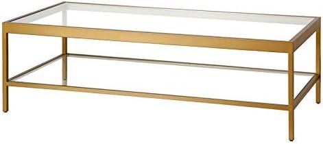 Evelyn&Zoe Alexis 54" Wide Rectangular Coffee Table, Brass