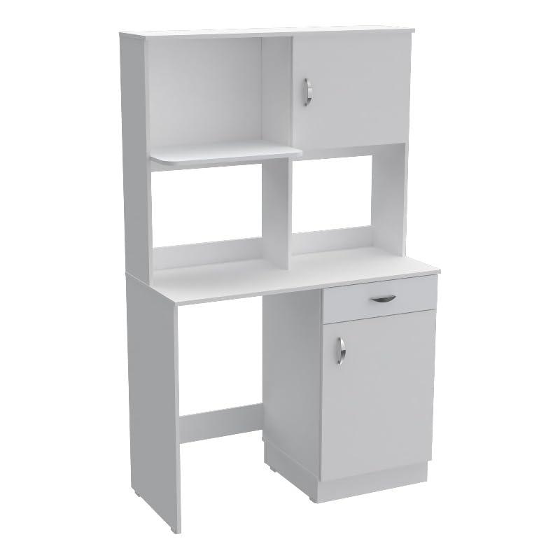 White Laminate Kitchenette Cabinet with Shelves and Drawer