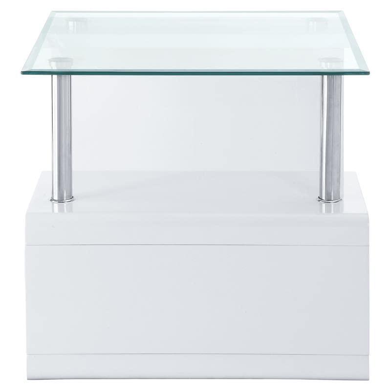 24" Nevaeh High Gloss Finish Accent Table Clear Glass/White - Acme Furniture