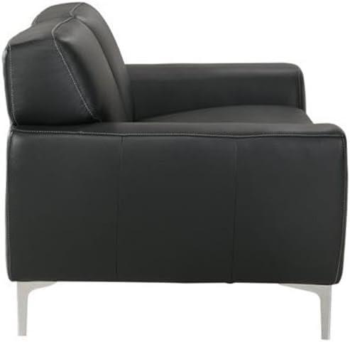 New Classic Furniture Carrara Top Grain Italian Leather Loveseat in Black