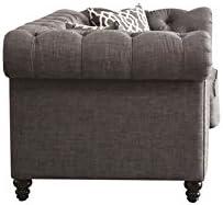 Acme Furniture Aurelia Loveseat w/2 Pillows, Gray Linen