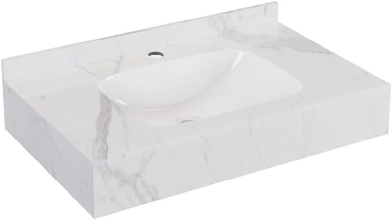 Avancer 36'' Wall Mount Sink In White Marble