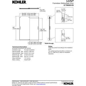 Levity 59.62" x 62" Bypass Bath Door with CleanCoat® Technology