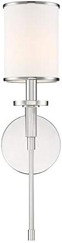 Elegant Polished Nickel 1-Light Wall Sconce with White Silk Shade