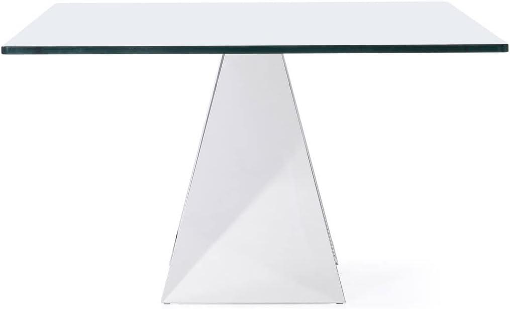 Serra 51'' Clear Glass Coffee Table with Polished Stainless Steel Base