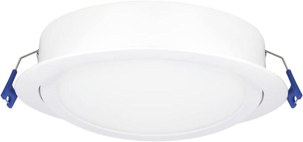 Maxxima 6 in. 5 CCT Ultra-Thin Recessed LED Gimbal Downlight - 1,000 Lumens, Color Selectable 2700K-5000K (2700K/3000K/3500K/4000K/5000K), Dimmable, Canless, Slim IC Rated, Junction Box Included