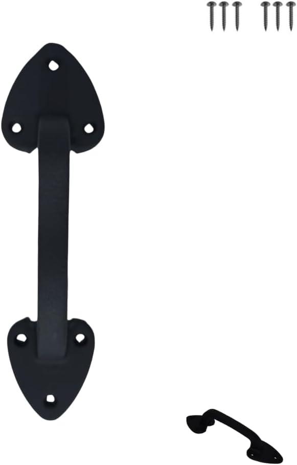 8 Inch Cast Iron Door Handle – Heavy-Duty Medieval Gate Pull – Rustic Hammered Barn Door Grip for Cabinets, Sheds & Interior Doors – Screws Included